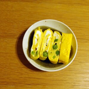 余った納豆のタレ＆枝豆で作る彩り卵焼き